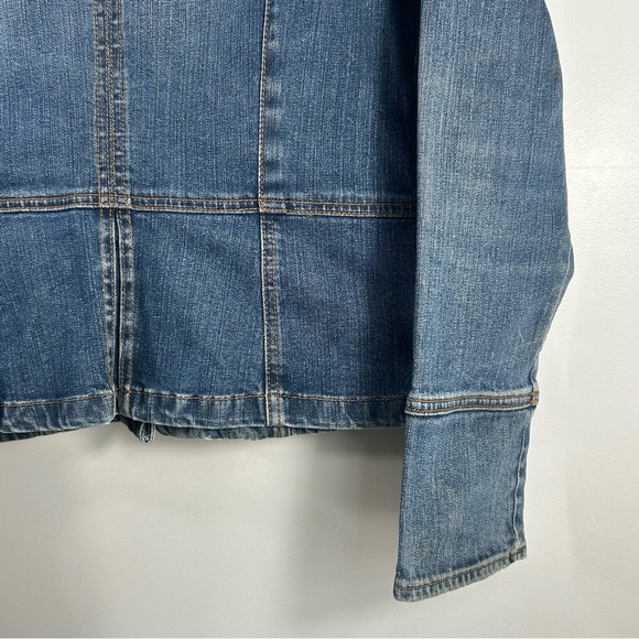 Vanilia Jeans Cropped Denim Distressed Jacket Fancy Stone Wash; Women’s Size 42 - Picture 14 of 16
